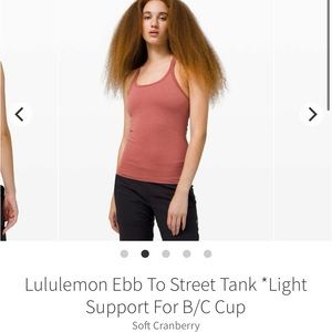 Lululemon ebb to street tank soft cranberry size 10
